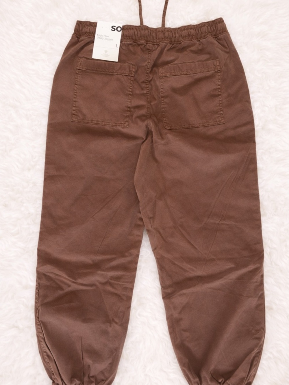 SO High Rise Utility Joggers Cinnamon Brown Size L NWT Comfy Trendy Casual Pants - Picture 4 of 5